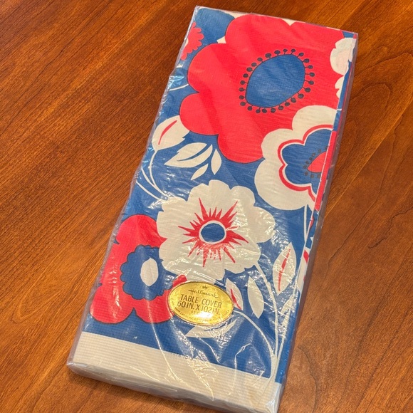 Hallmark Other - True Vintage PAPER Floral Tablecloth in Blue and Red